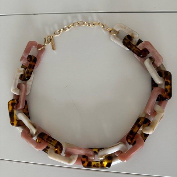 Isadora necklace chain link 🔗 pink brown white crystal look style chained gold - Picture 4 of 10